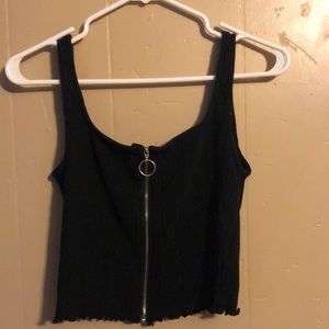 Zippered Black Crop Top